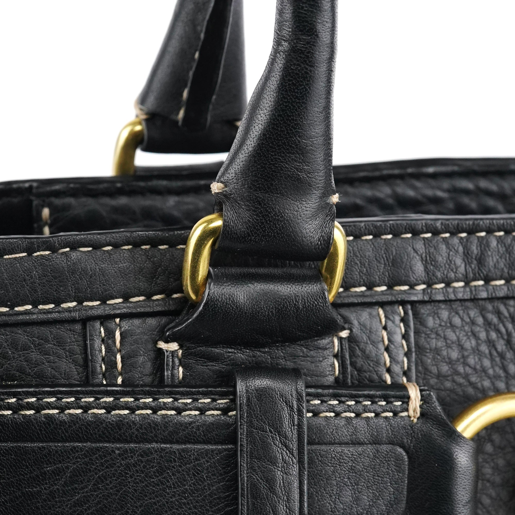 F10213 Black Pebbled Leather Hamptons Tote Bag