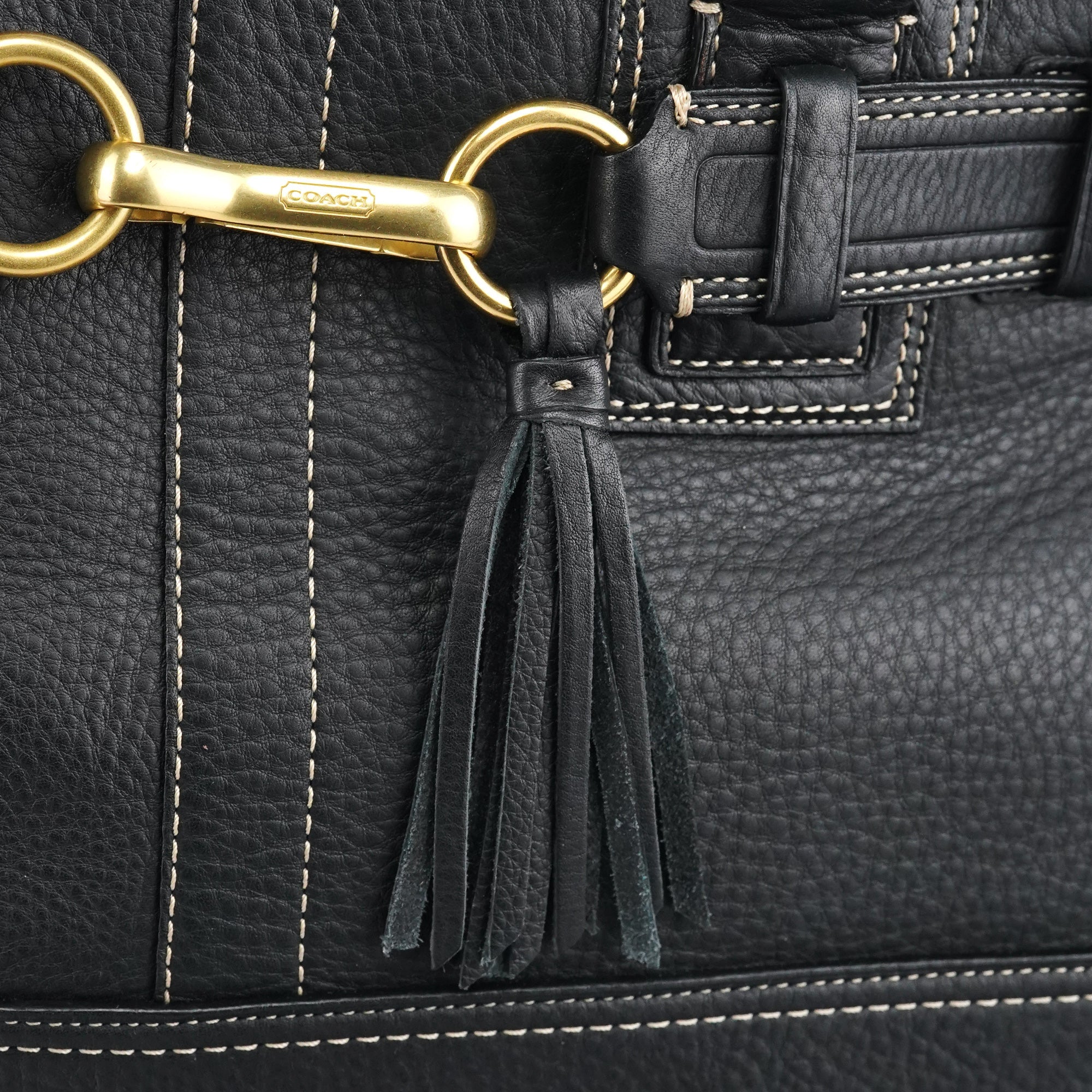 F10213 Black Pebbled Leather Hamptons Tote Bag