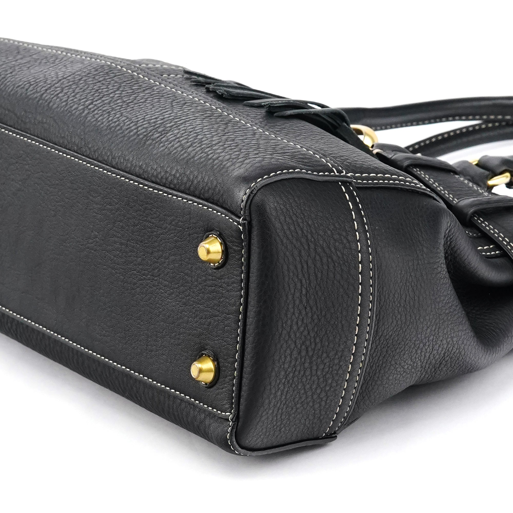 F10213 Black Pebbled Leather Hamptons Tote Bag