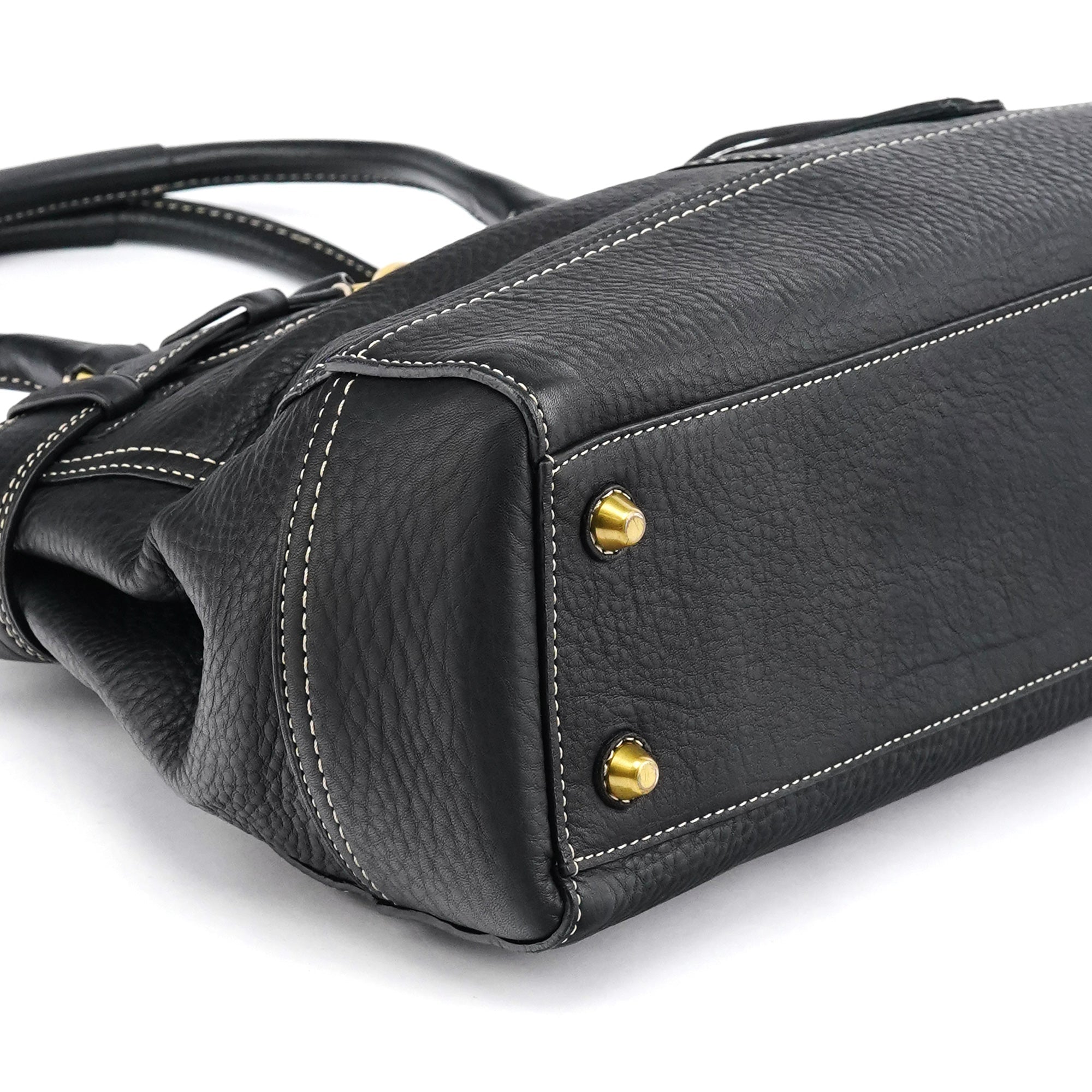 F10213 Black Pebbled Leather Hamptons Tote Bag