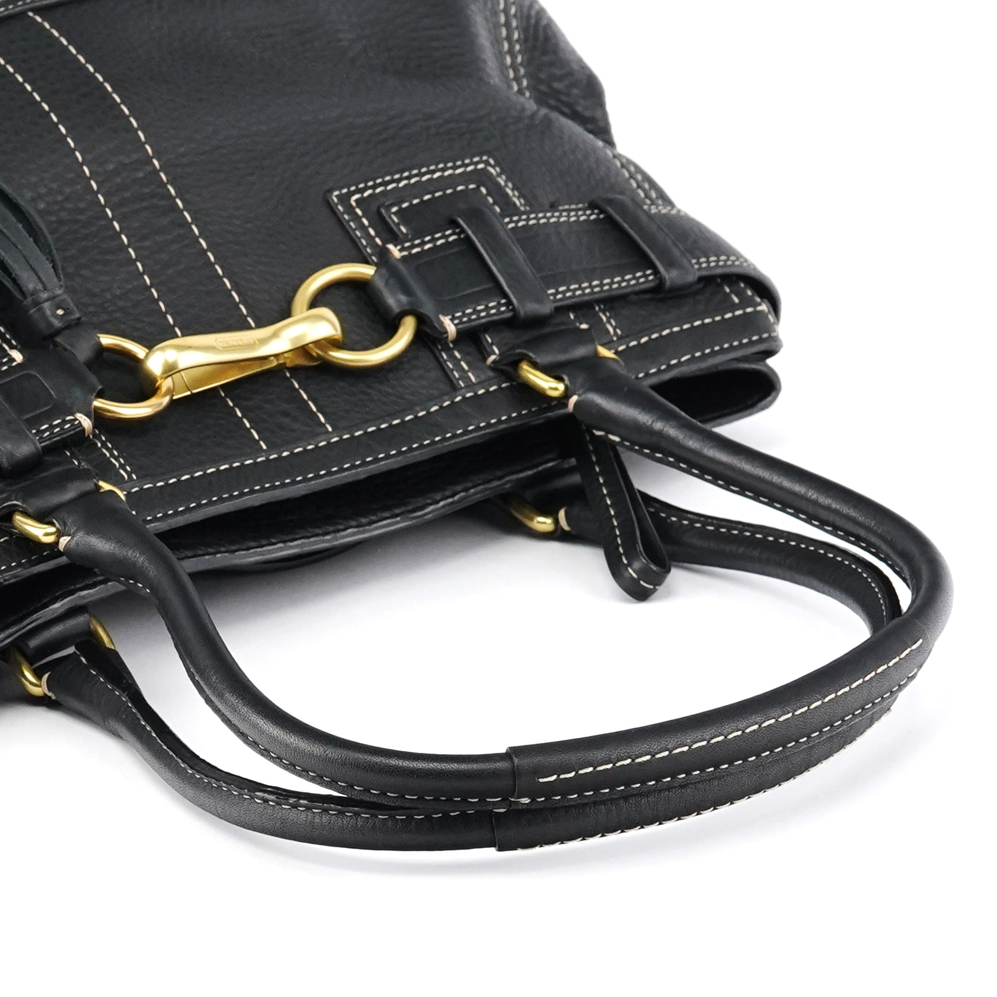 F10213 Black Pebbled Leather Hamptons Tote Bag