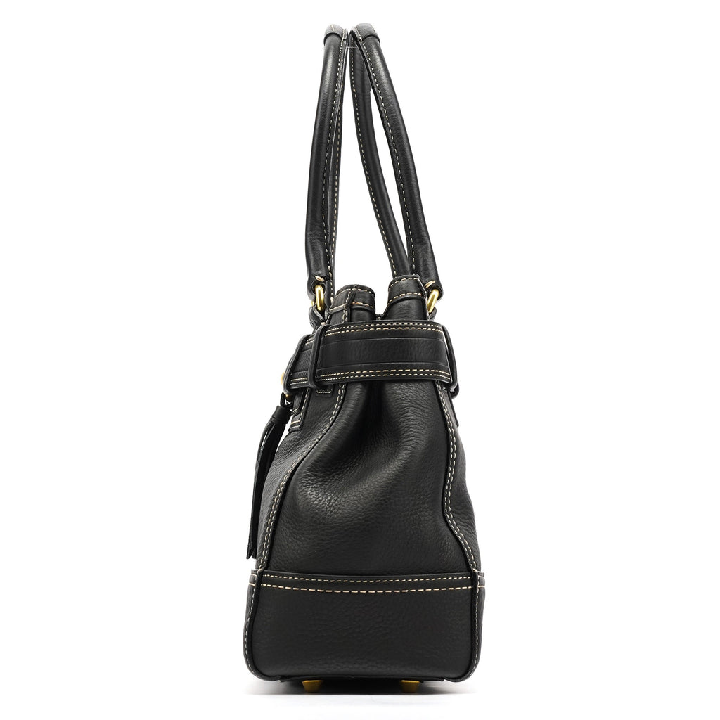 F10213 Black Pebbled Leather Hamptons Tote Bag