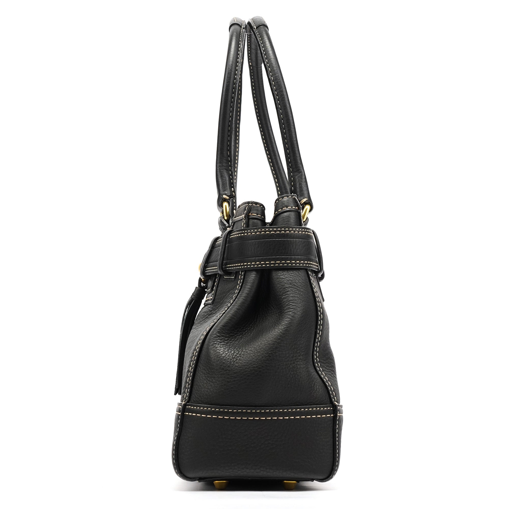 F10213 Black Pebbled Leather Hamptons Tote Bag