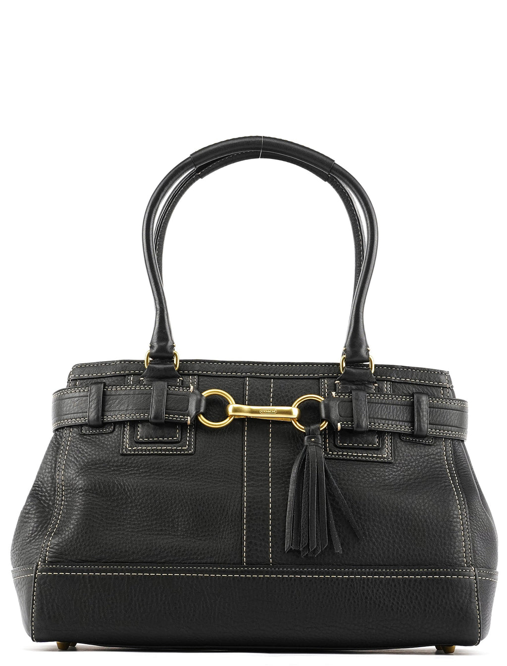 F10213 Black Pebbled Leather Hamptons Tote Bag