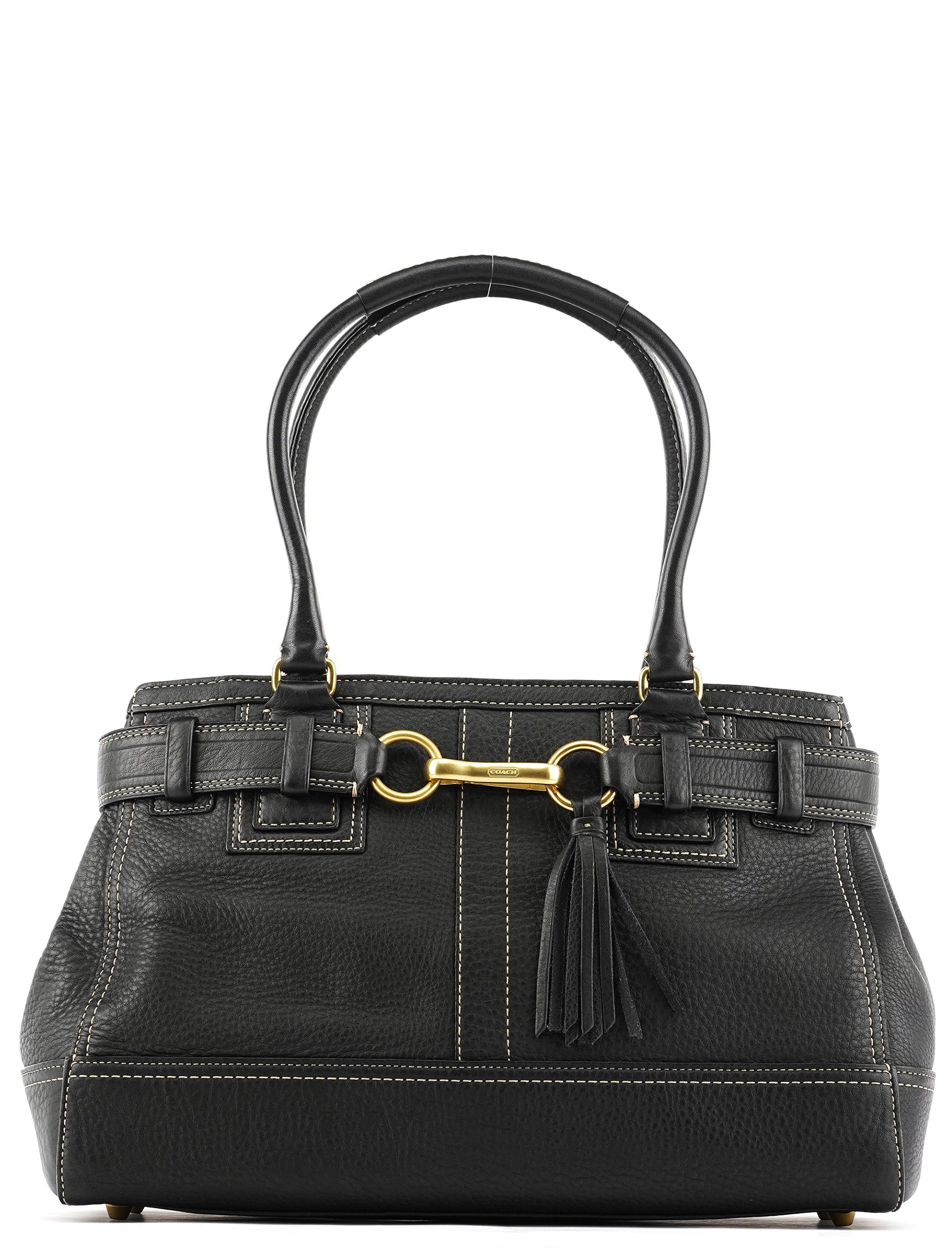 F10213 Black Pebbled Leather Hamptons Tote Bag