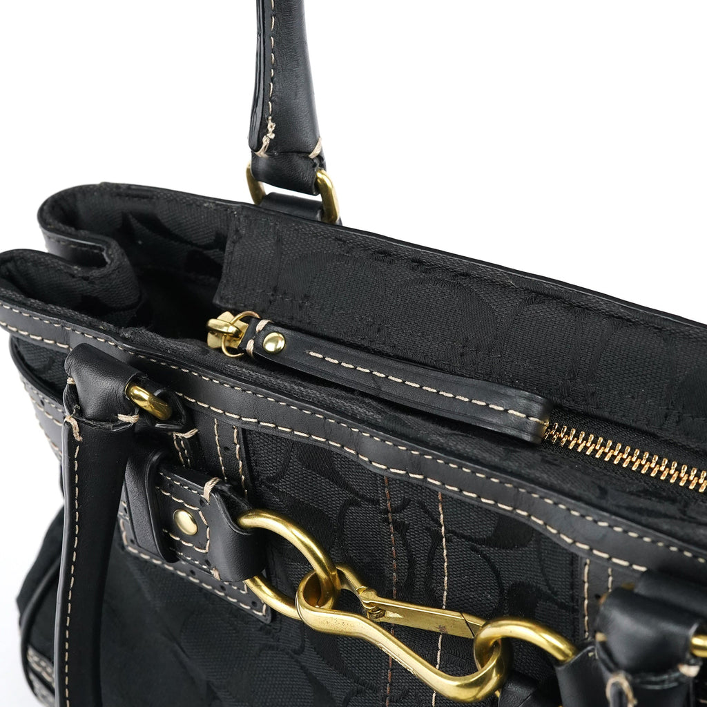 F10507 Black Signature Canvas Hampton Tote Bag
