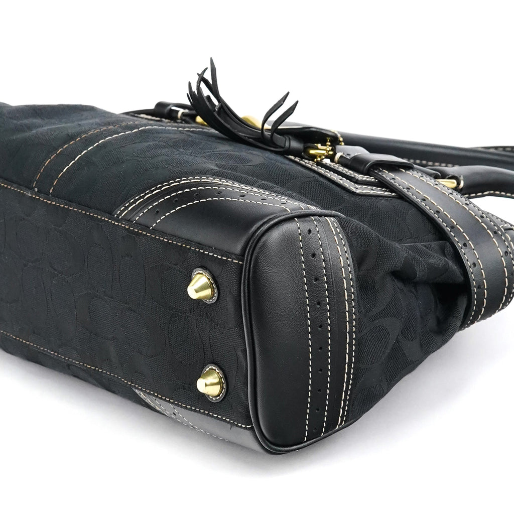 F10507 Black Signature Canvas Hampton Tote Bag