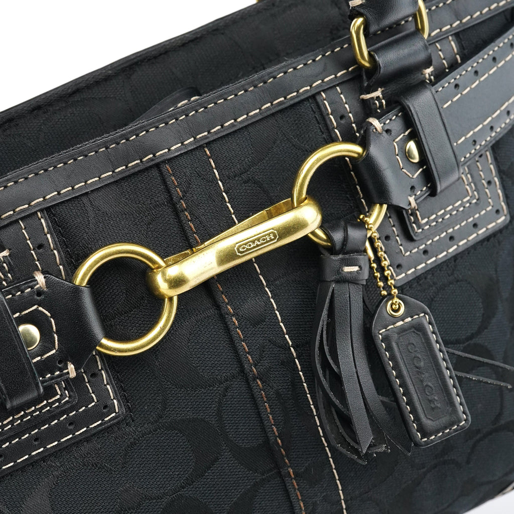 F10507 Black Signature Canvas Hampton Tote Bag