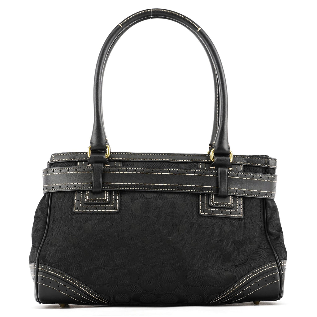 F10507 Black Signature Canvas Hampton Tote Bag
