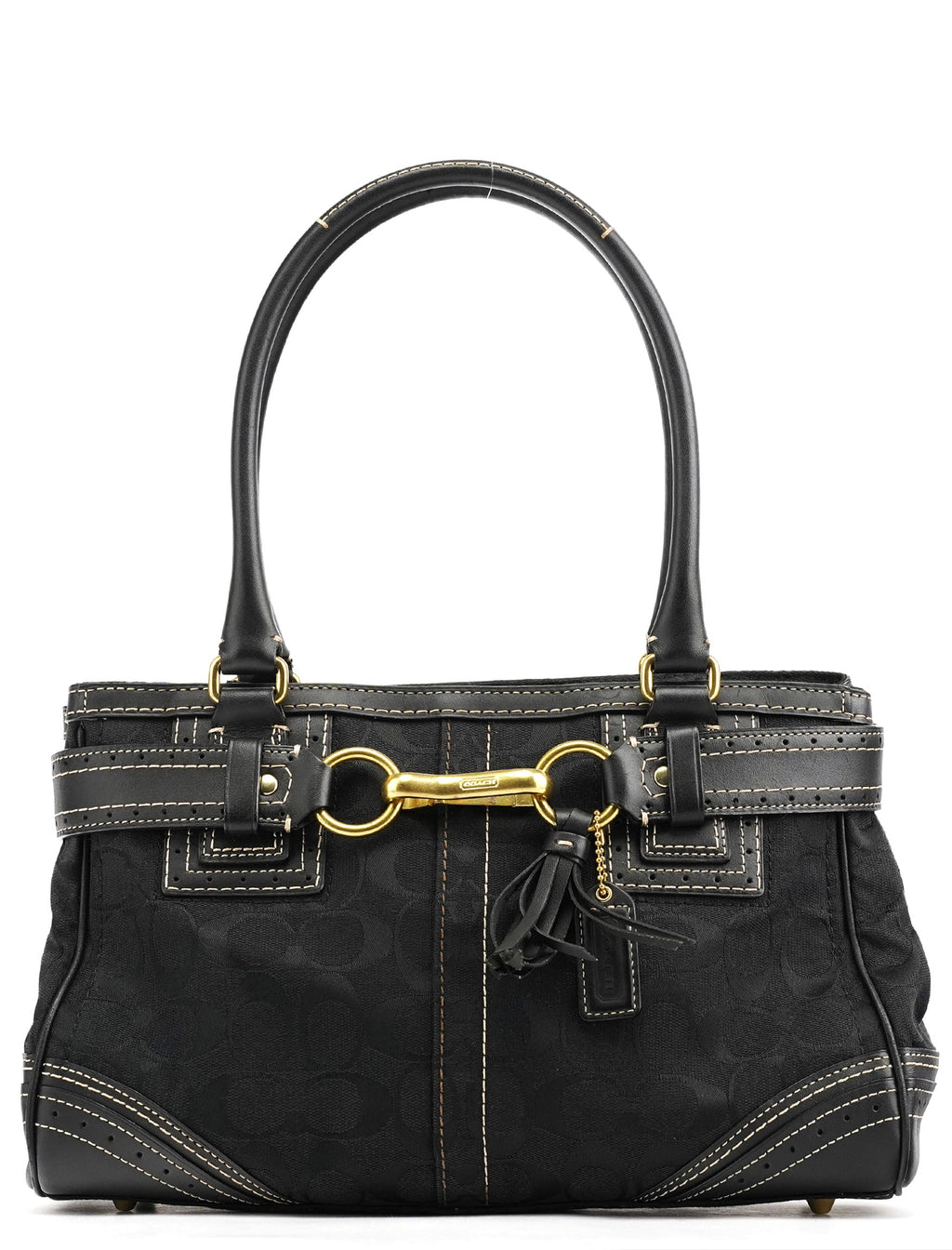 F10507 Black Signature Canvas Hampton Tote Bag