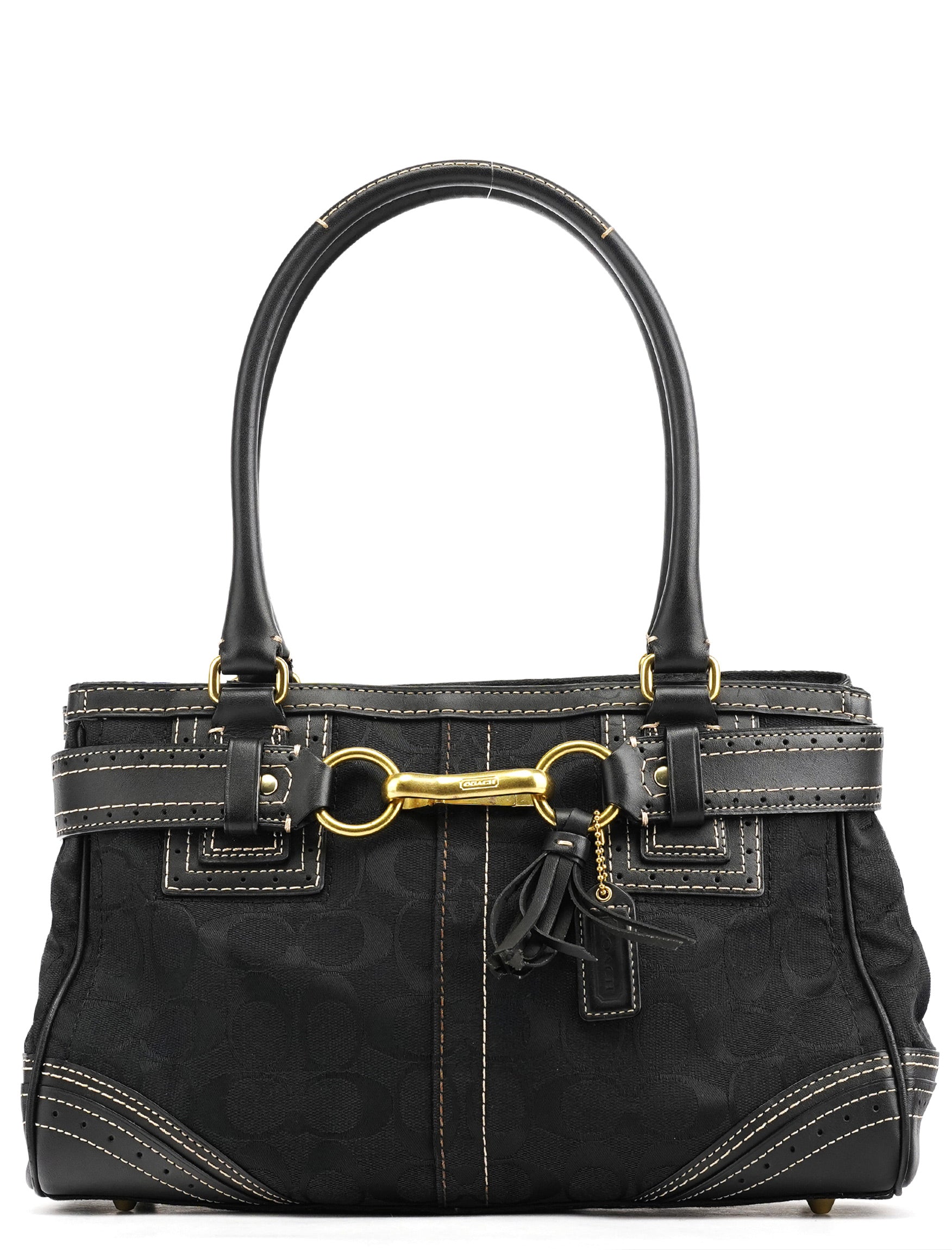 F10507 Black Signature Canvas Hampton Tote Bag