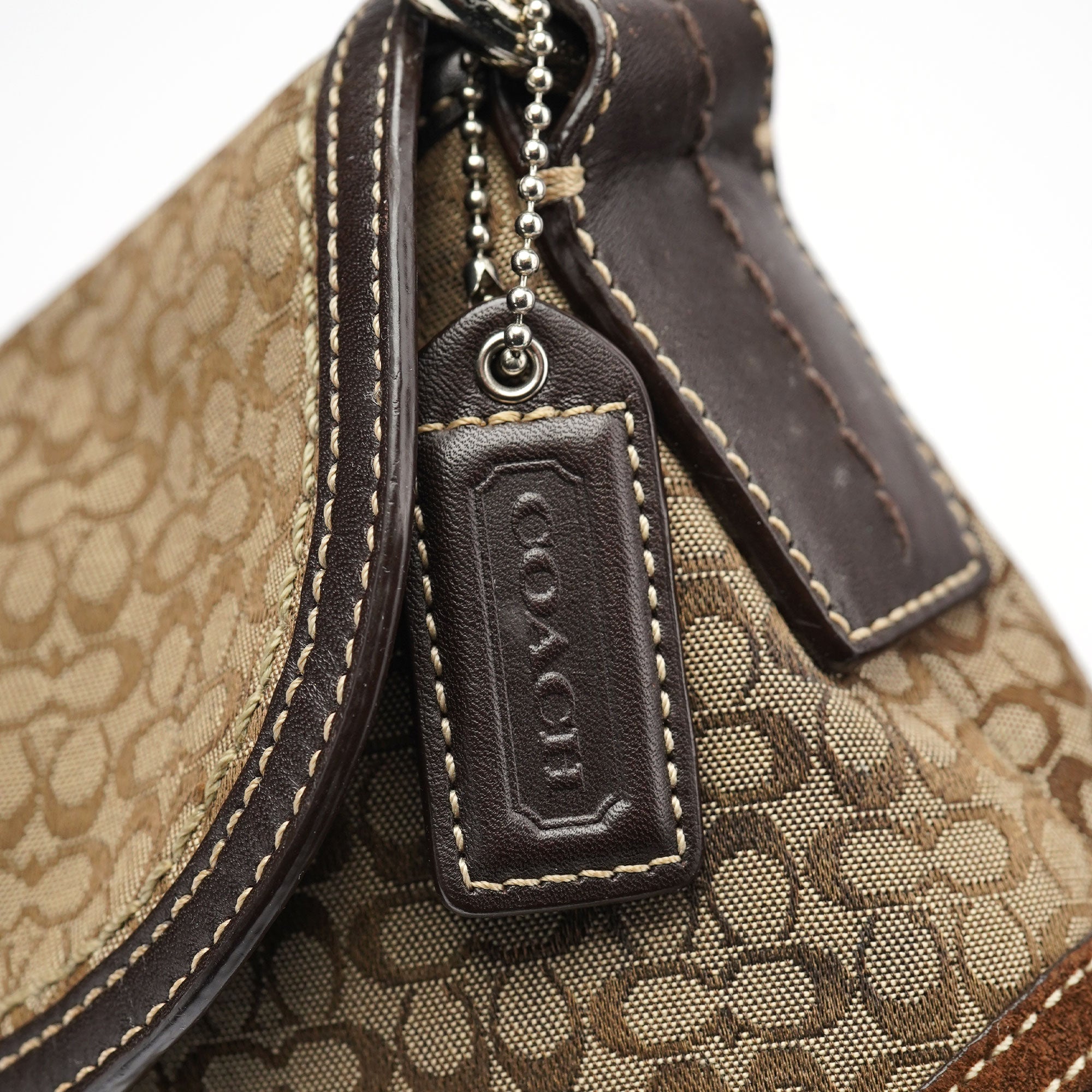 F10926 Beige Brown Suede Soho Shoulder Bag