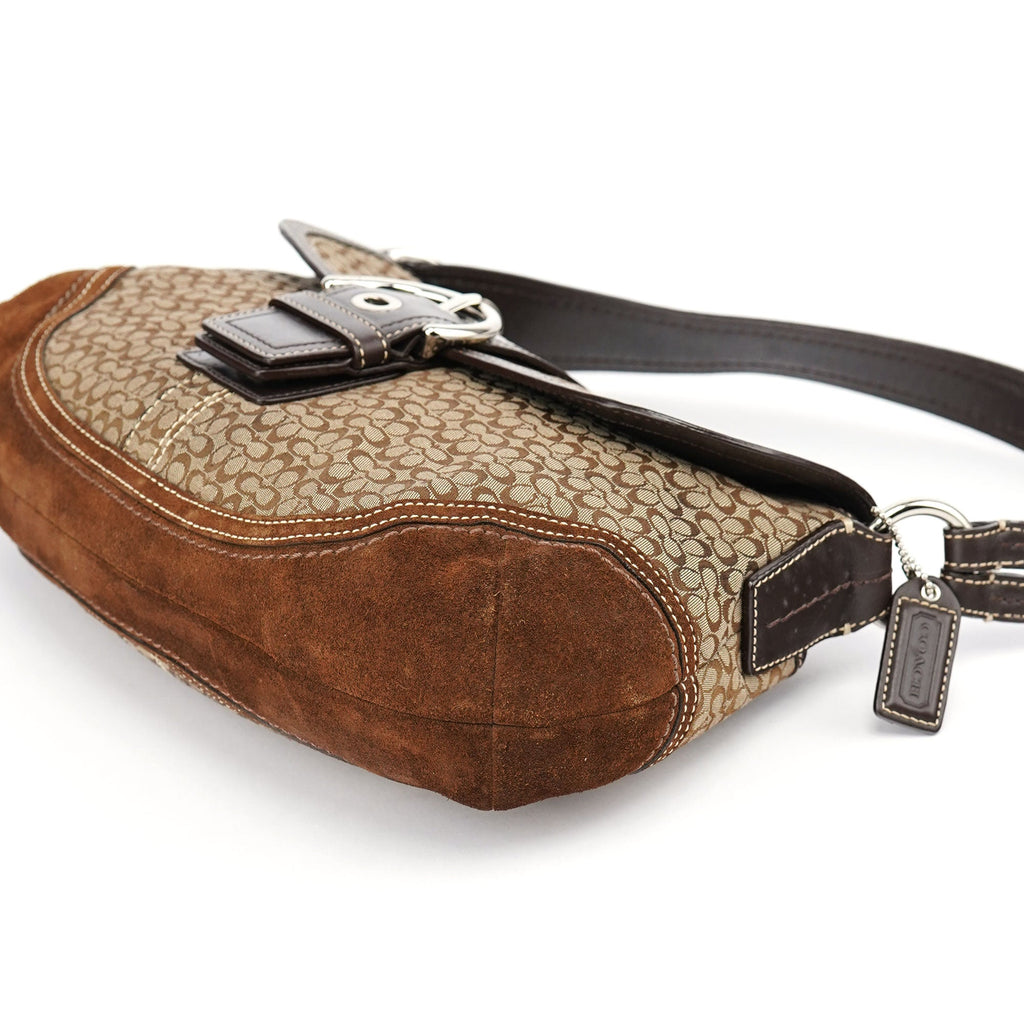 F10926 Beige Brown Suede Soho Shoulder Bag