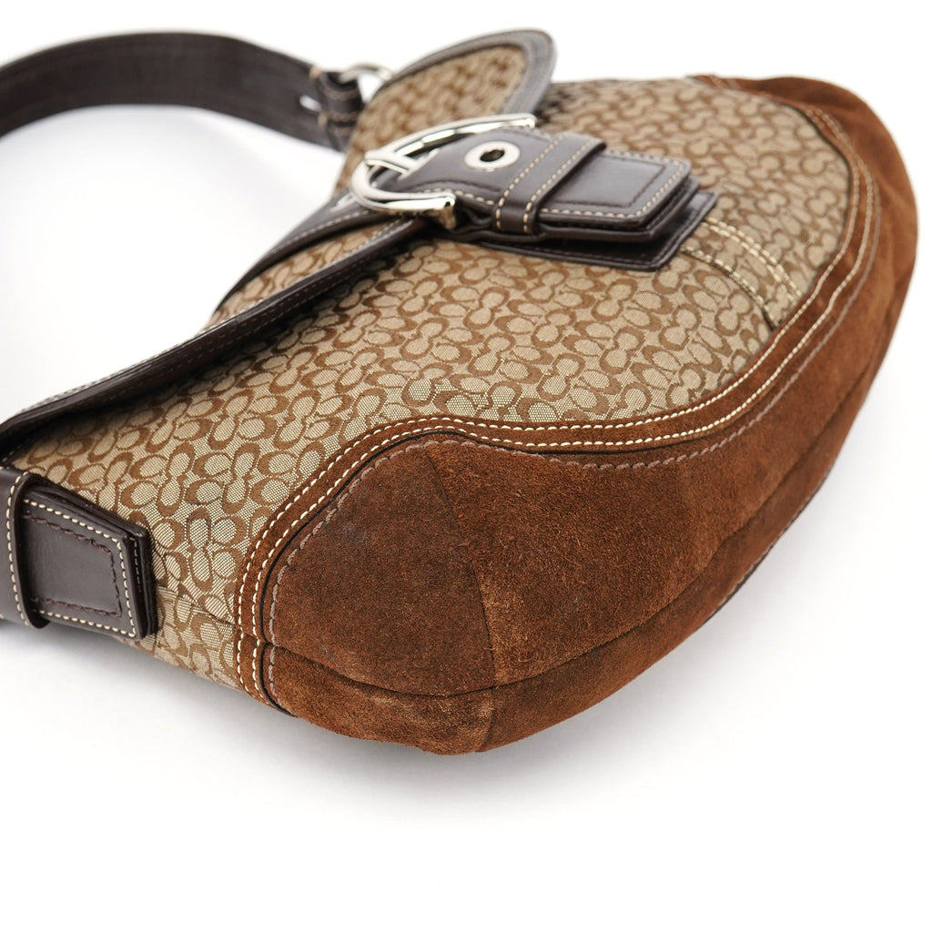 F10926 Beige Brown Suede Soho Shoulder Bag
