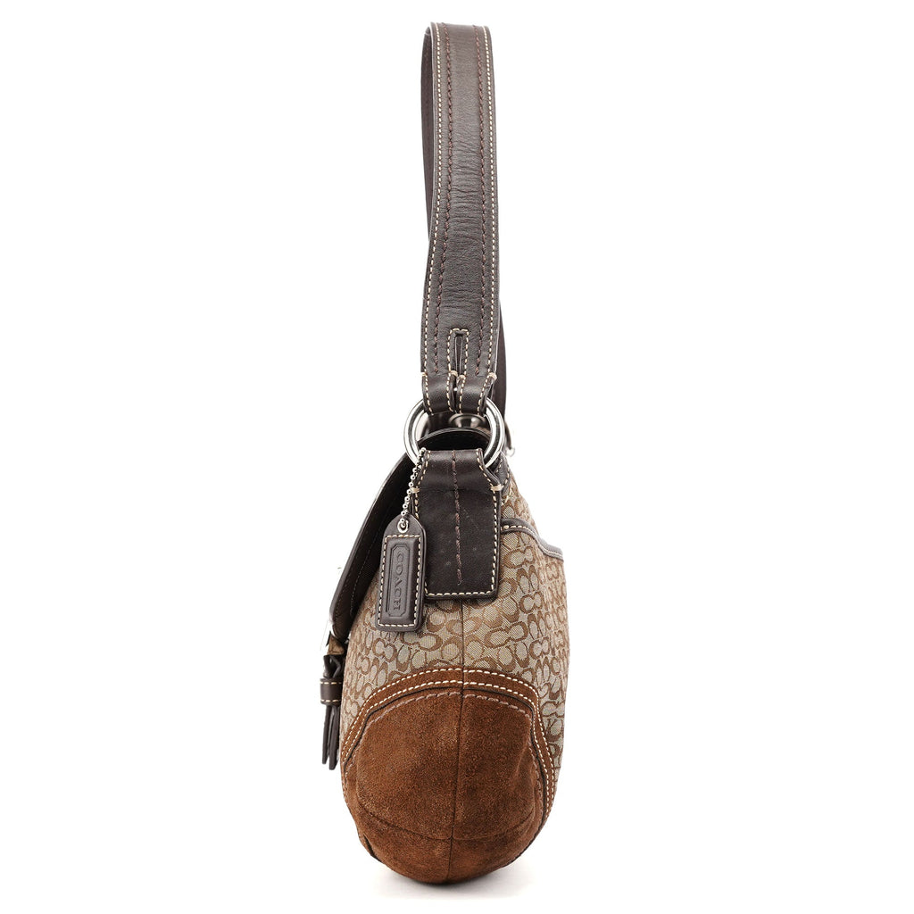 F10926 Beige Brown Suede Soho Shoulder Bag