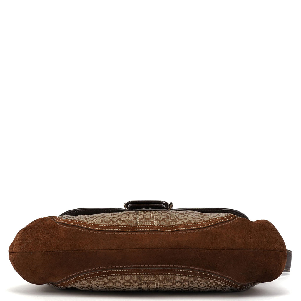 F10926 Beige Brown Suede Soho Shoulder Bag