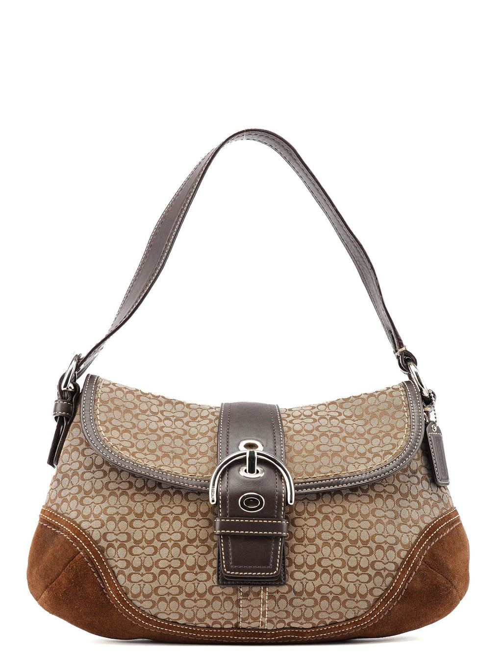 F10926 Beige Brown Suede Soho Shoulder Bag