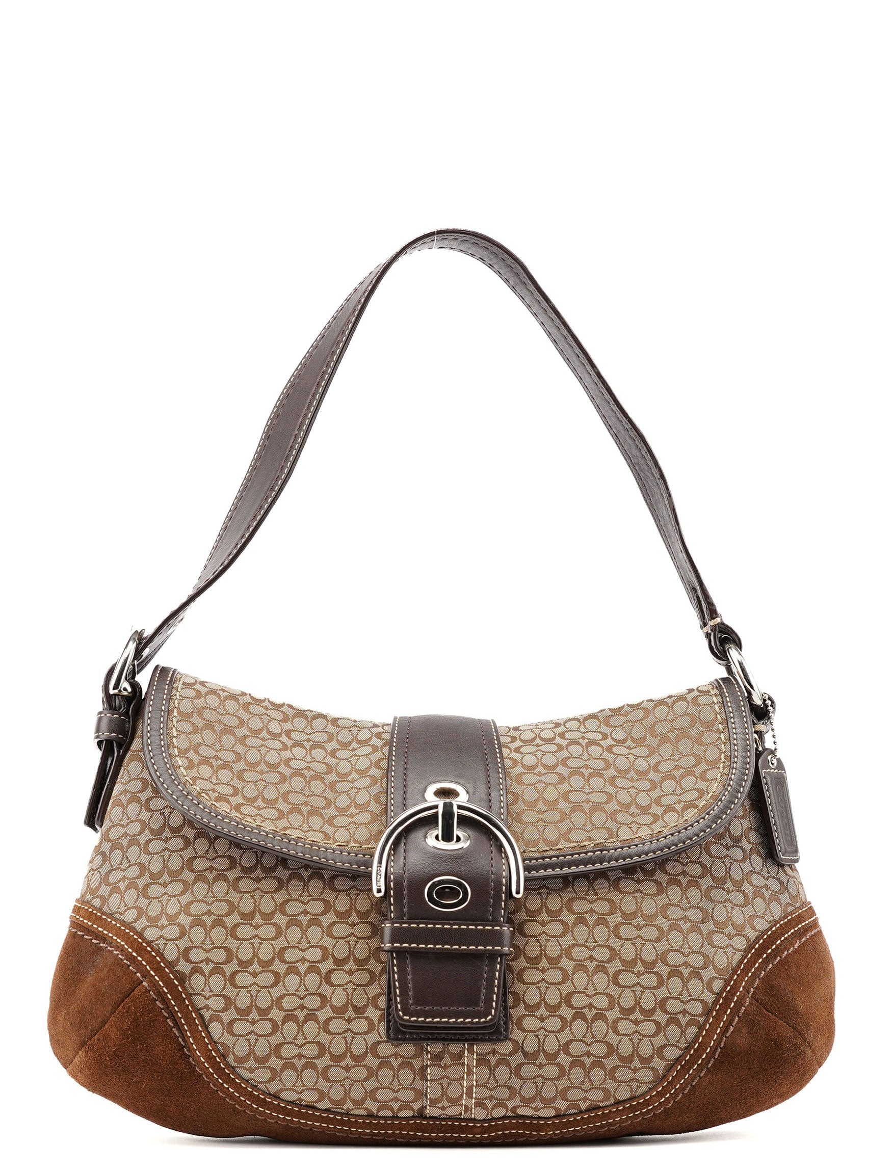 F10926 Beige Brown Suede Soho Shoulder Bag