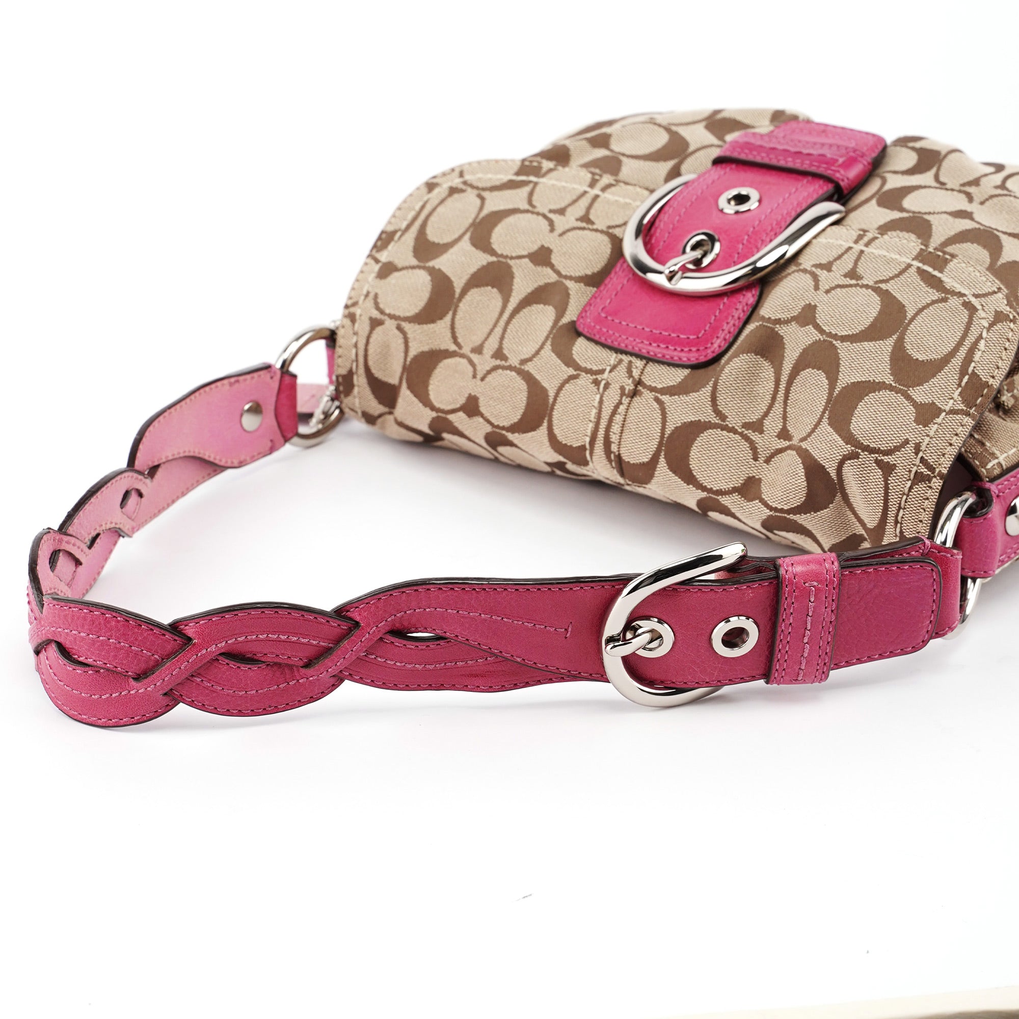 F113862 Beige Pink Signature C Soho Shoulder Bag
