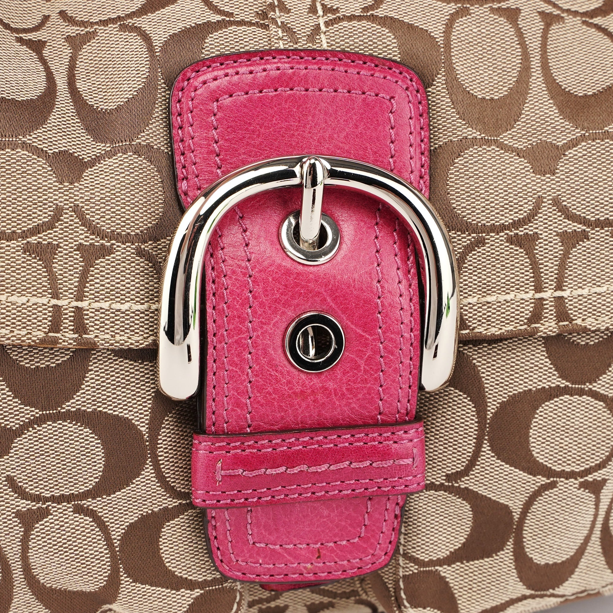 F113862 Beige Pink Signature C Soho Shoulder Bag