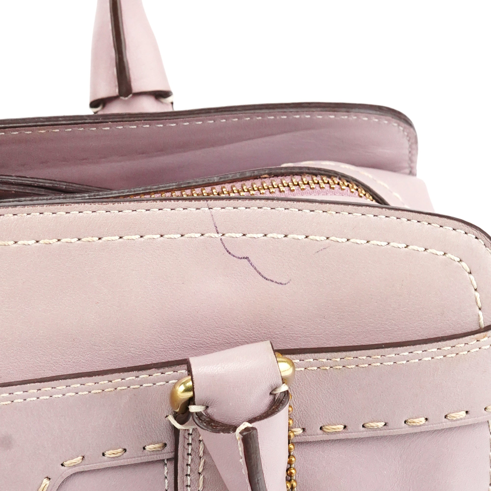 F11540 Lilac Leather Turnlock Shoulder Bag
