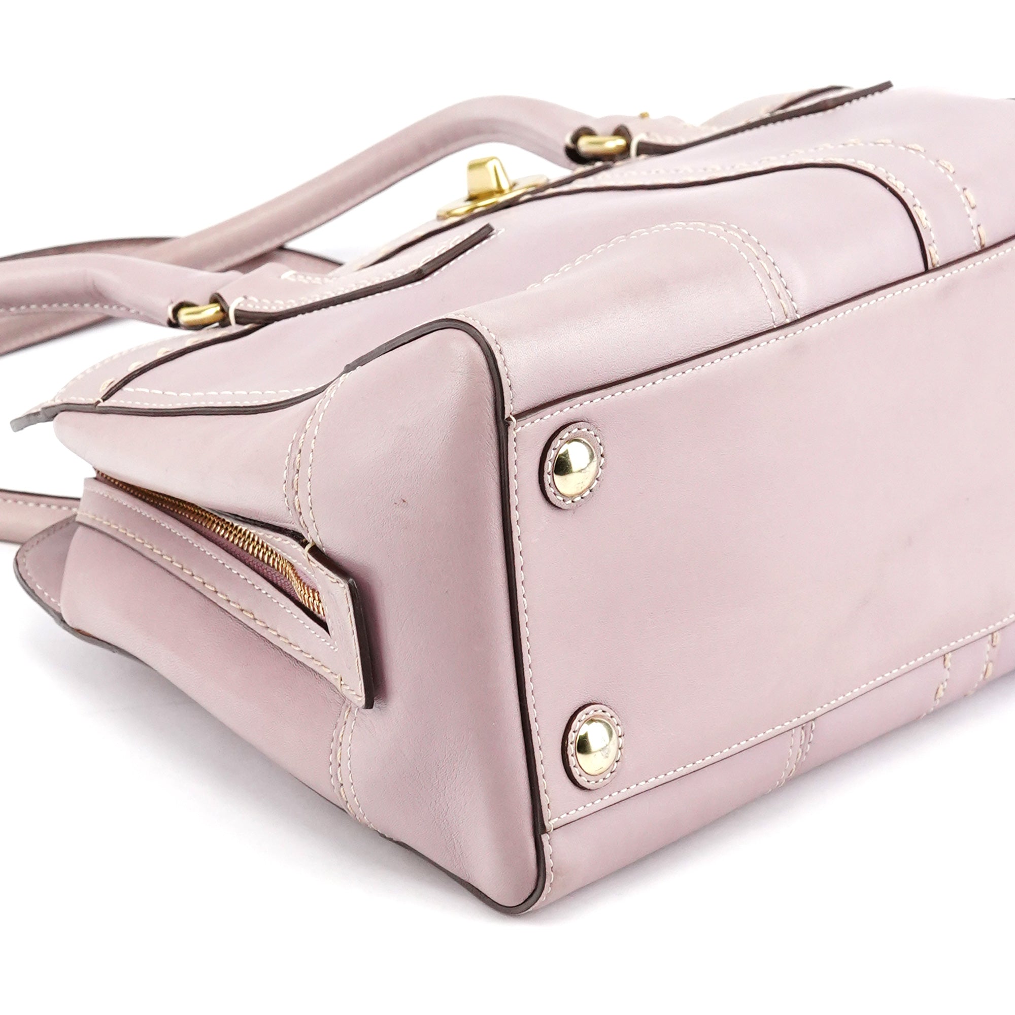 F11540 Lilac Leather Turnlock Shoulder Bag