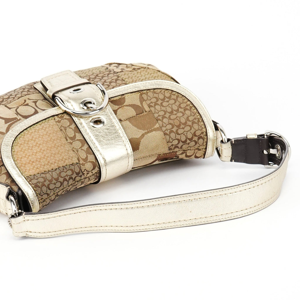 F12316 Beige Gold Patchwork Soho Shoulder Bag