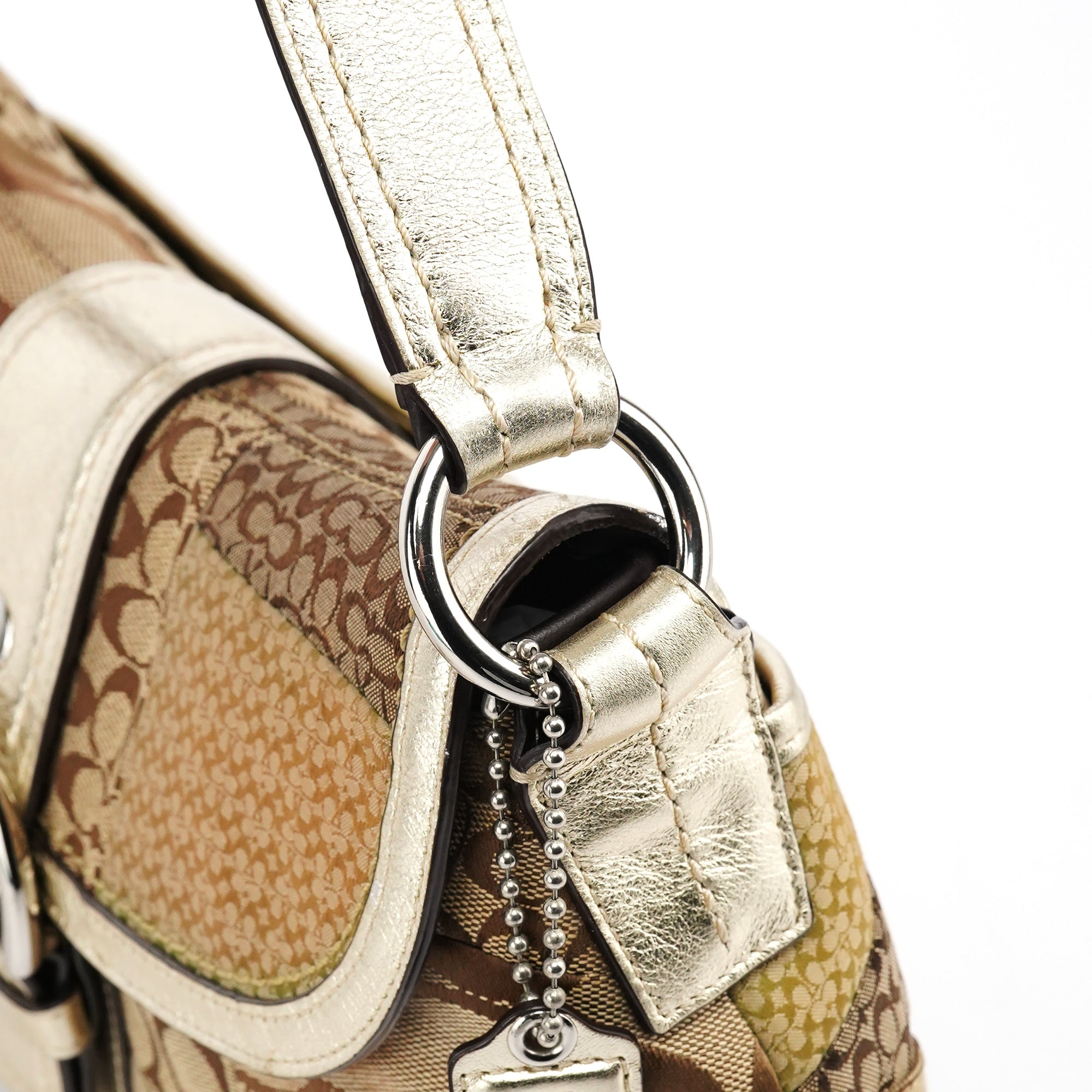 F12316 Beige Gold Patchwork Soho Shoulder Bag