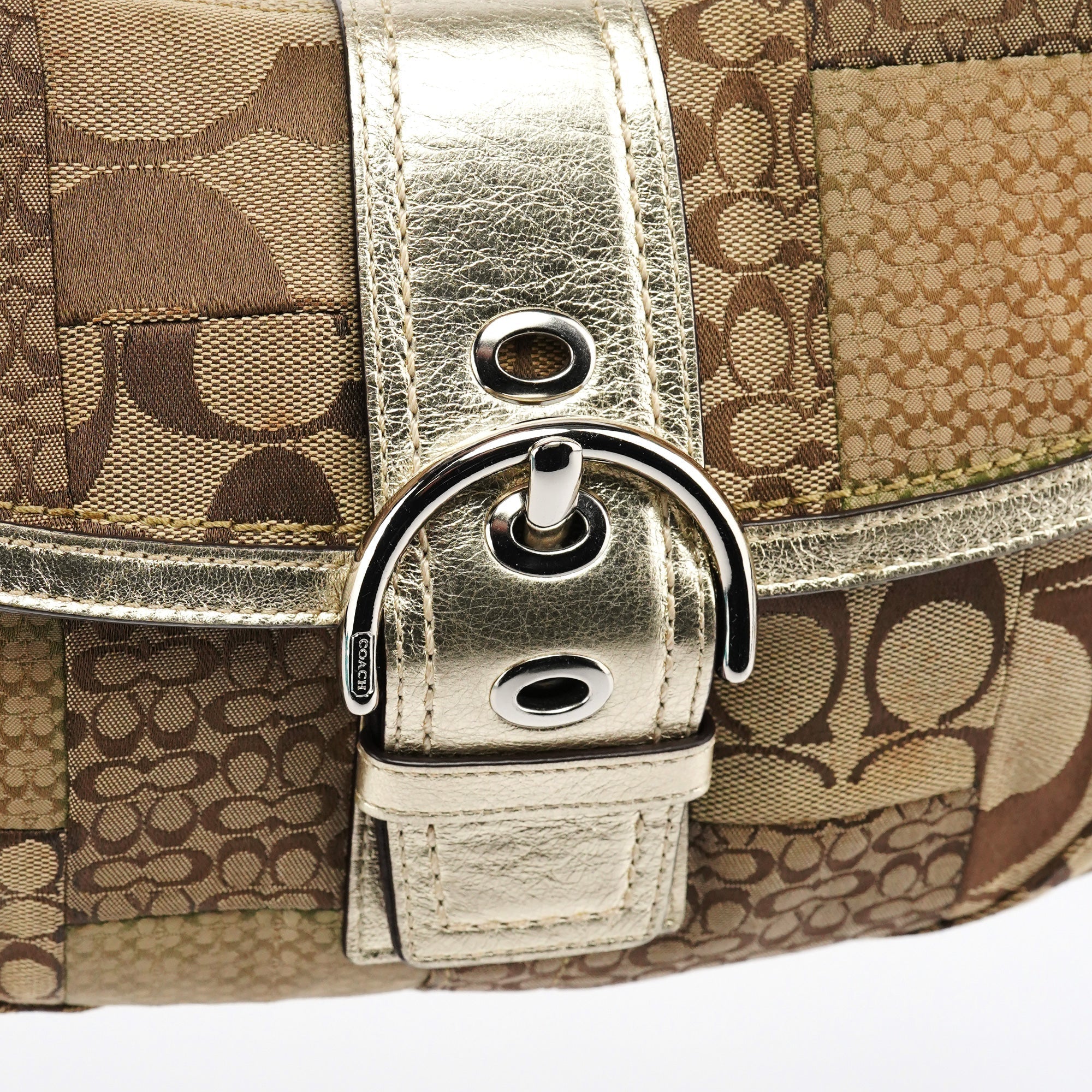 F12316 Beige Gold Patchwork Soho Shoulder Bag