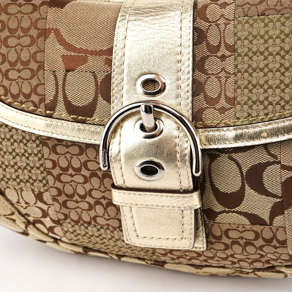 F12316 Beige Gold Patchwork Soho Shoulder Bag