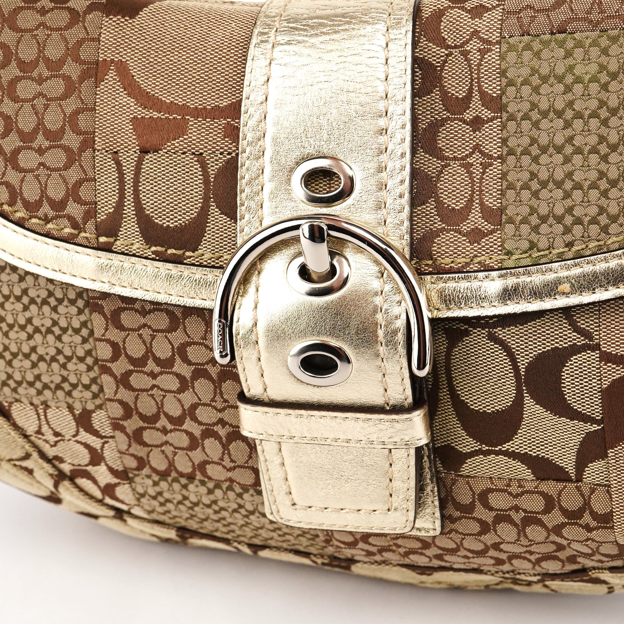 F12316 Beige Gold Patchwork Soho Shoulder Bag