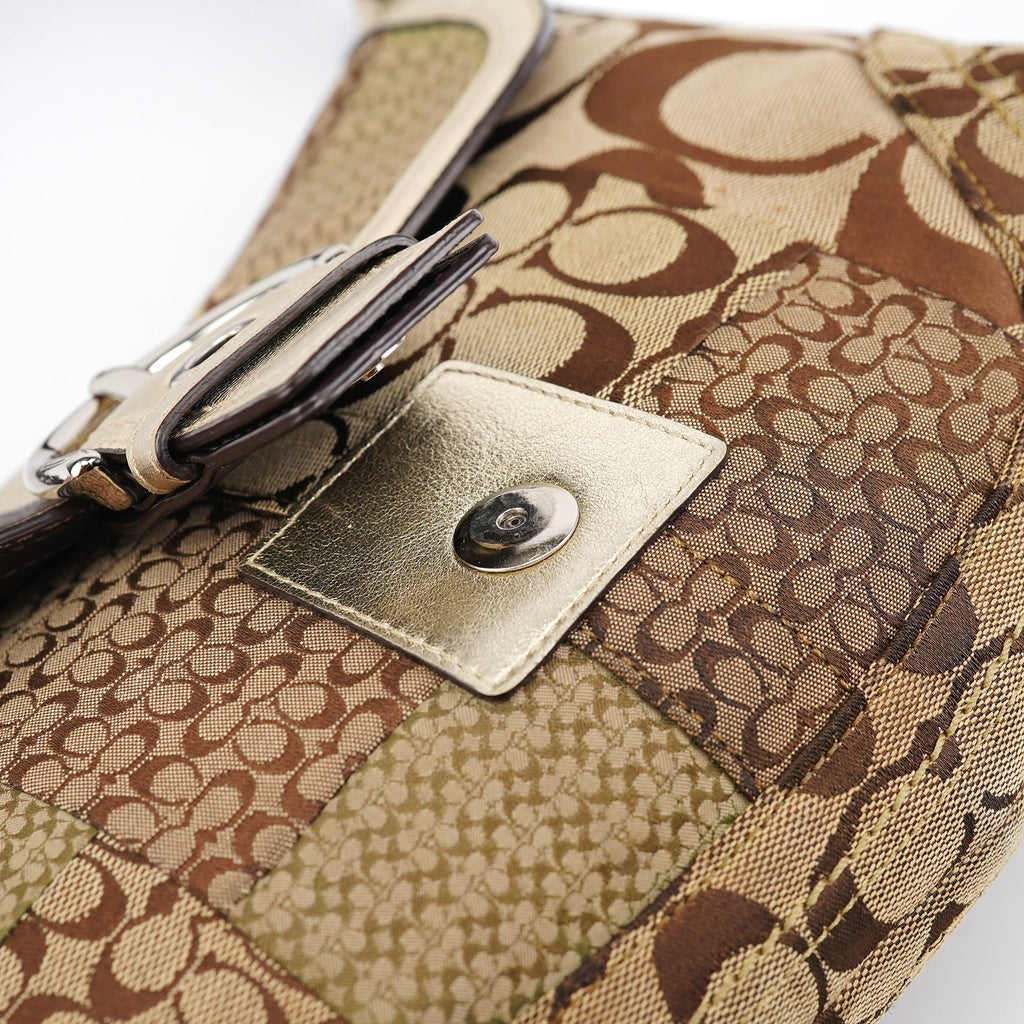 F12316 Beige Patchwork Soho Shoulder Bag