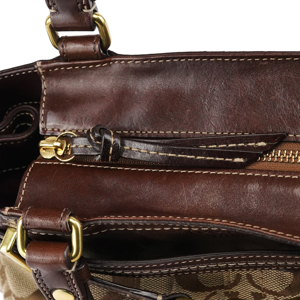 F12467 Beige Brown Hamptons Tote Bag