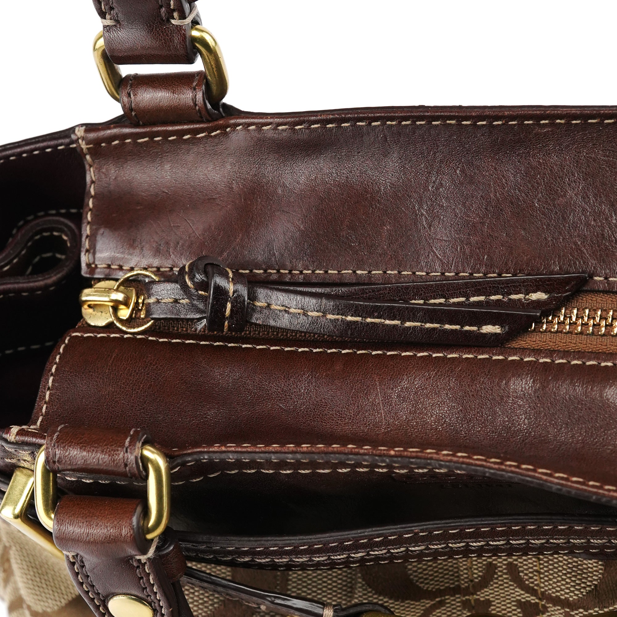 F12467 Beige Brown Hamptons Tote Bag