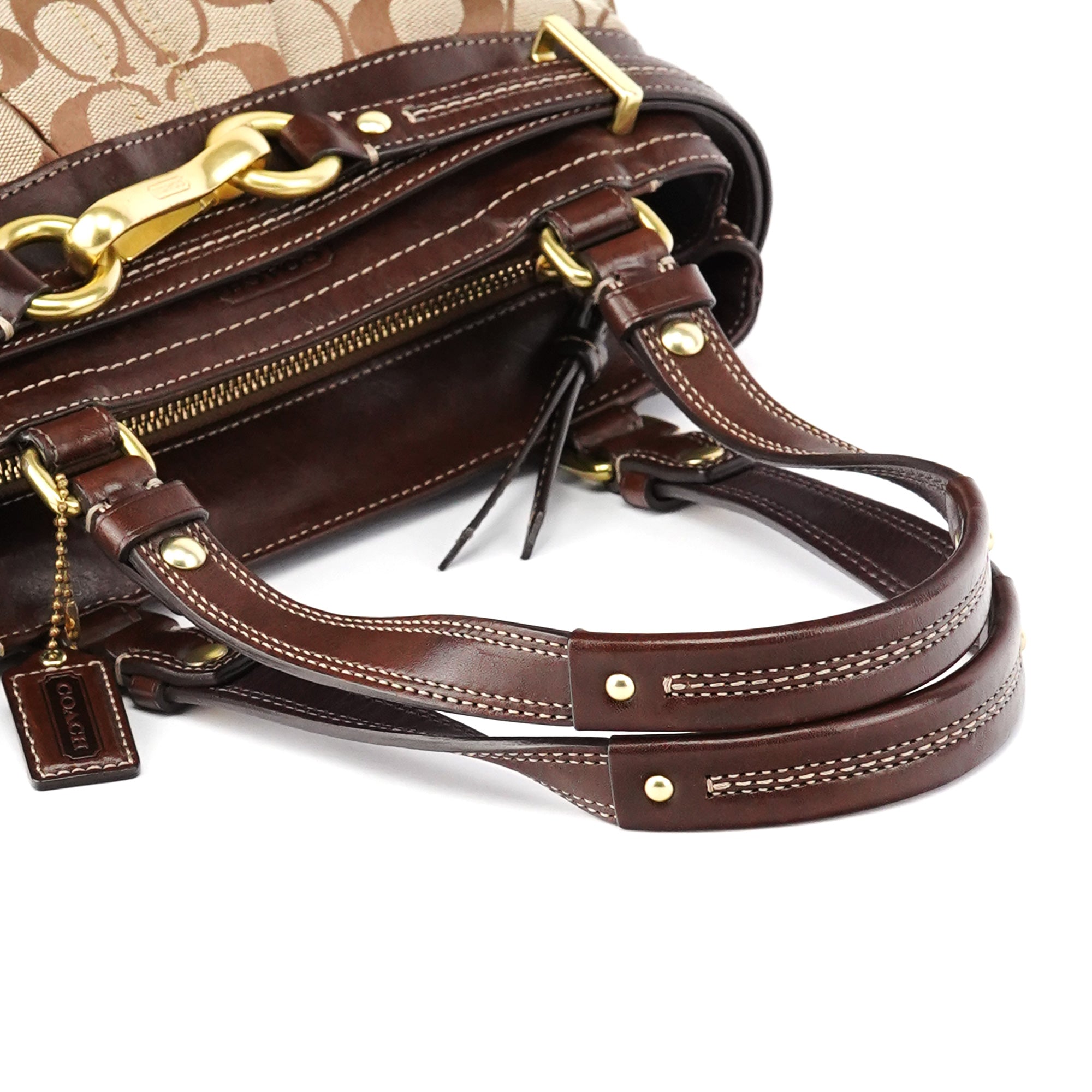 F12467 Beige Brown Hamptons Tote Bag