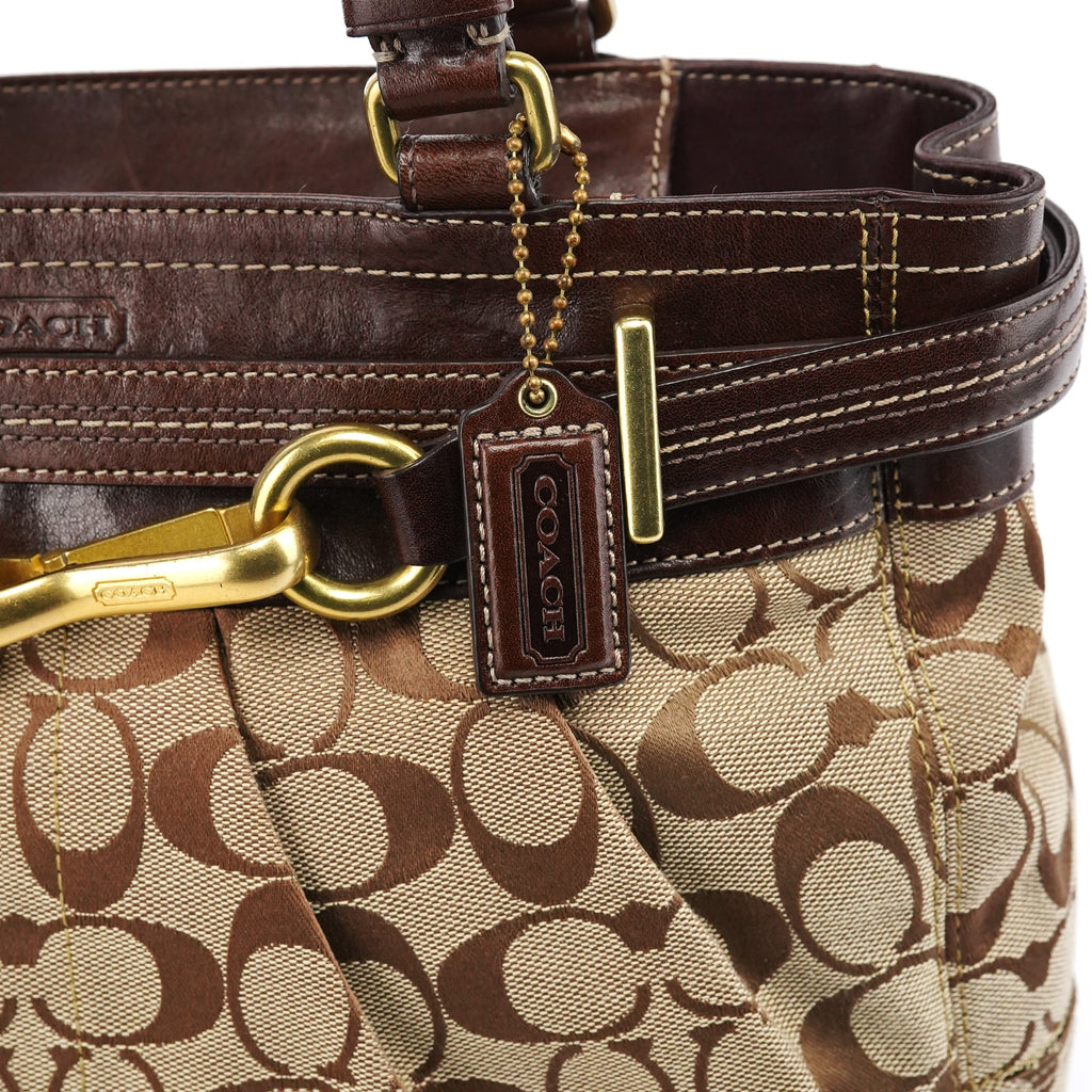F12467 Beige Brown Hamptons Tote Bag