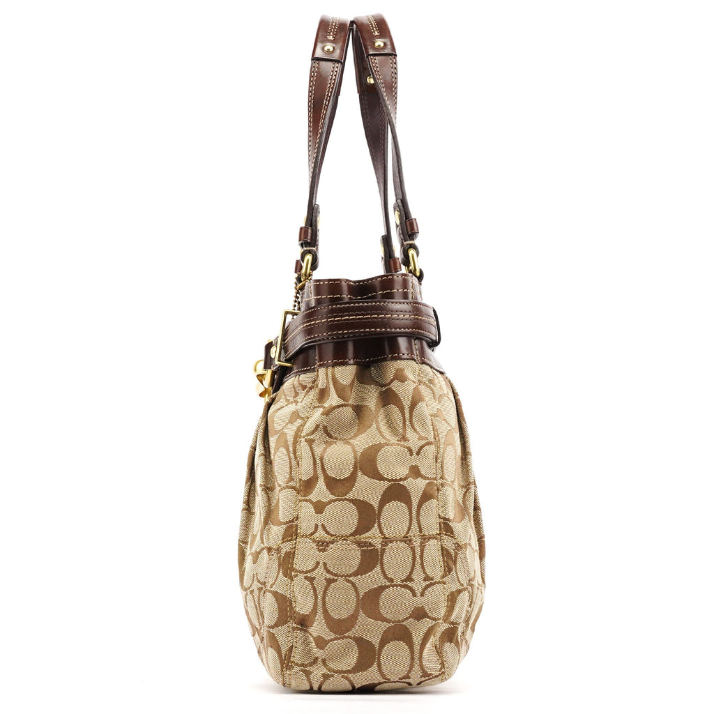 F12467 Beige Brown Hamptons Tote Bag