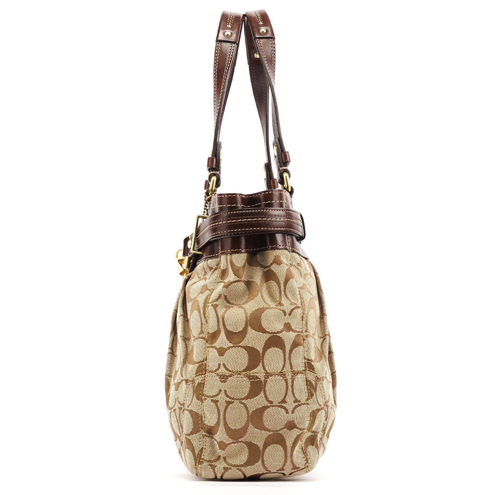 F12467 Beige Brown Hamptons Tote Bag