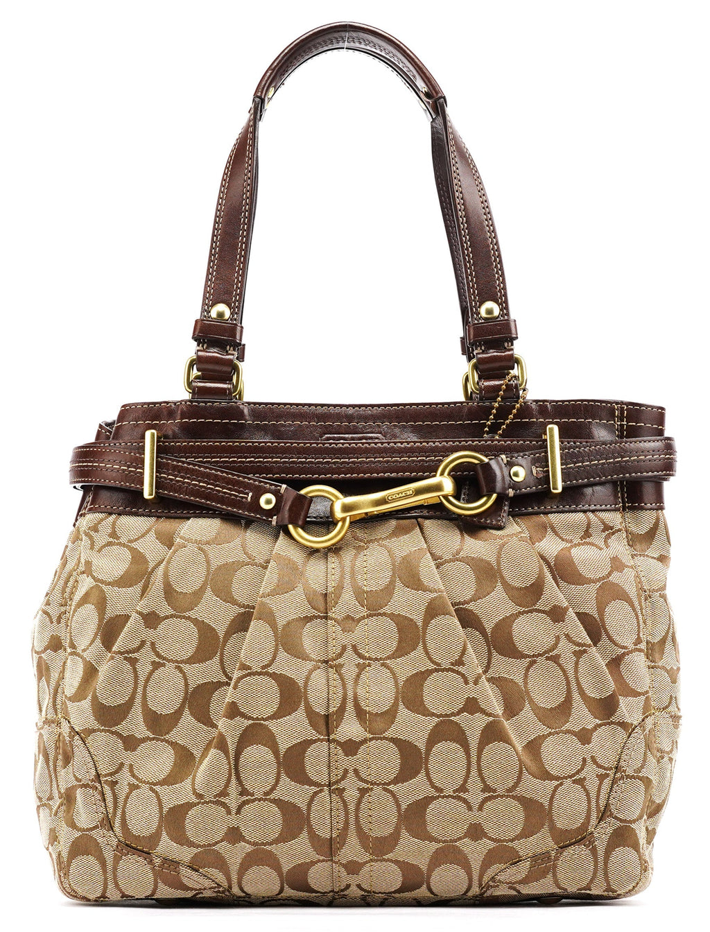 F12467 Beige Brown Hamptons Tote Bag