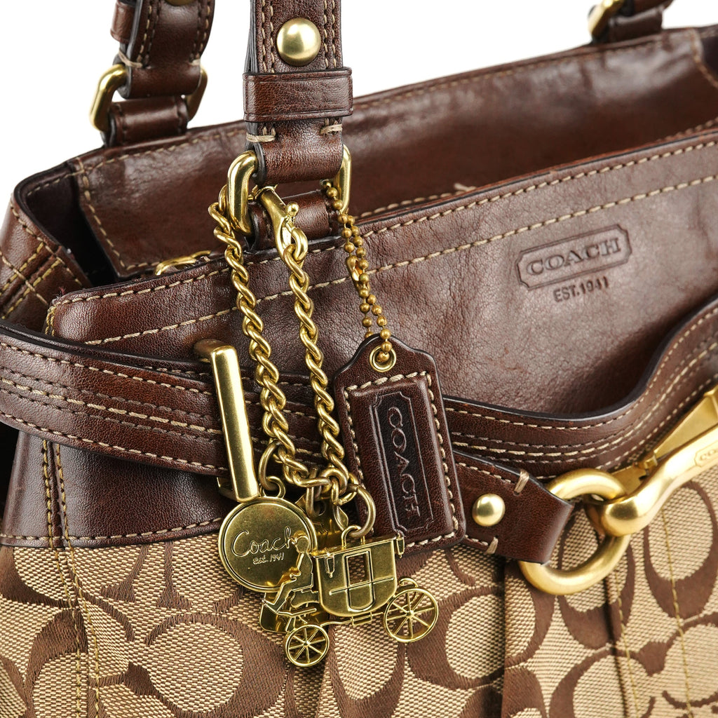 F12467 Beige Brown Hamptons Tote Bag