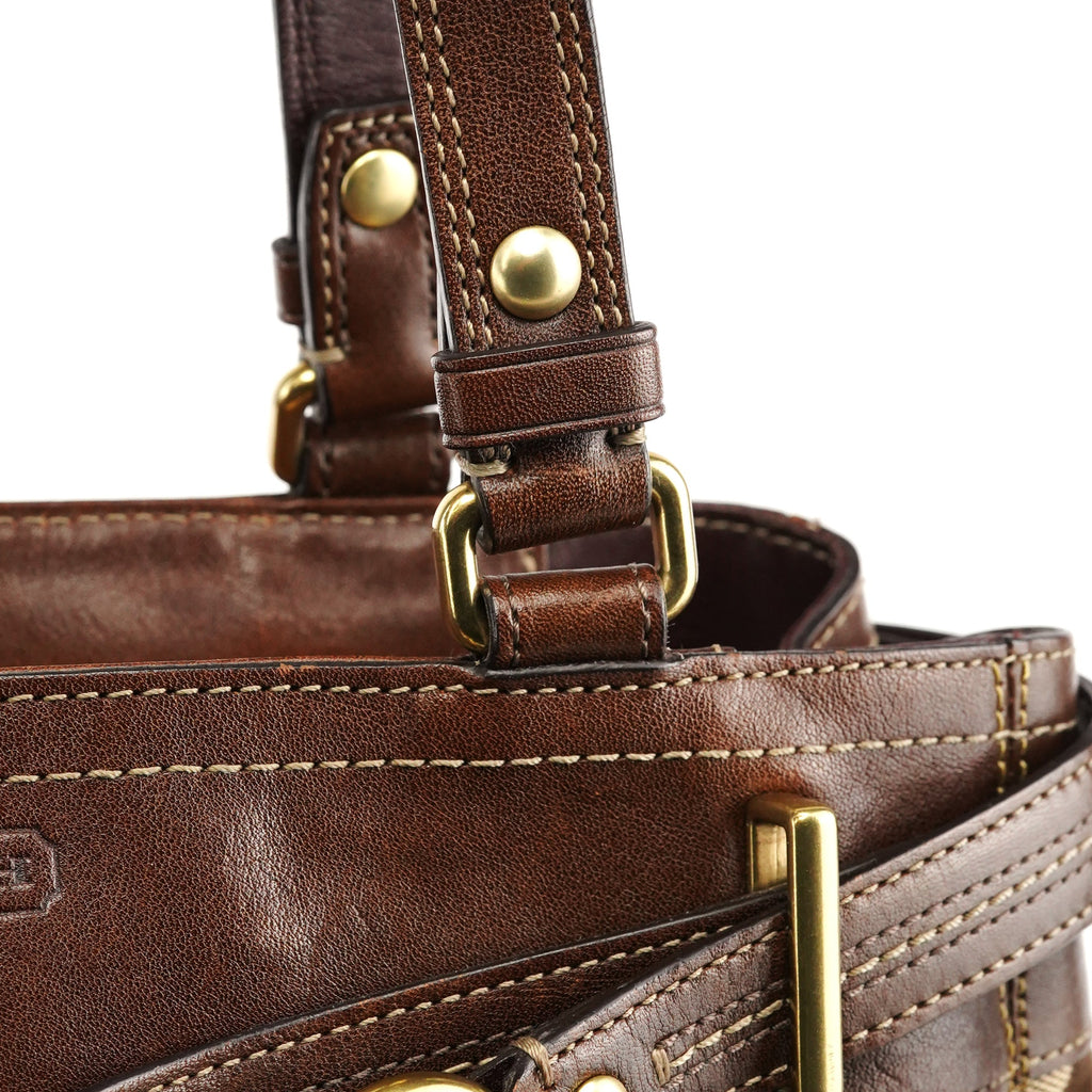 F12467 Beige Brown Hamptons Tote Bag