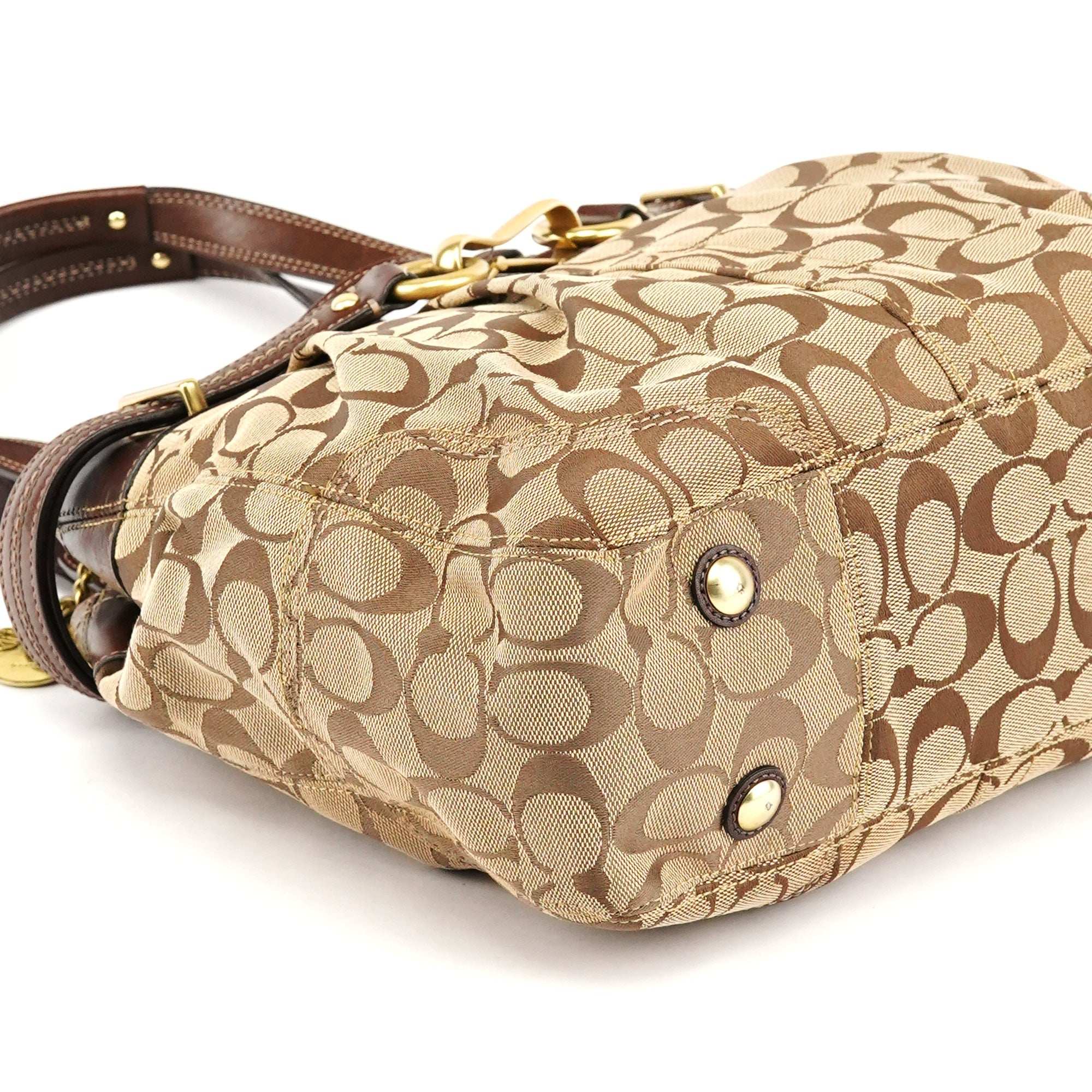 F12467 Beige Brown Hamptons Tote Bag