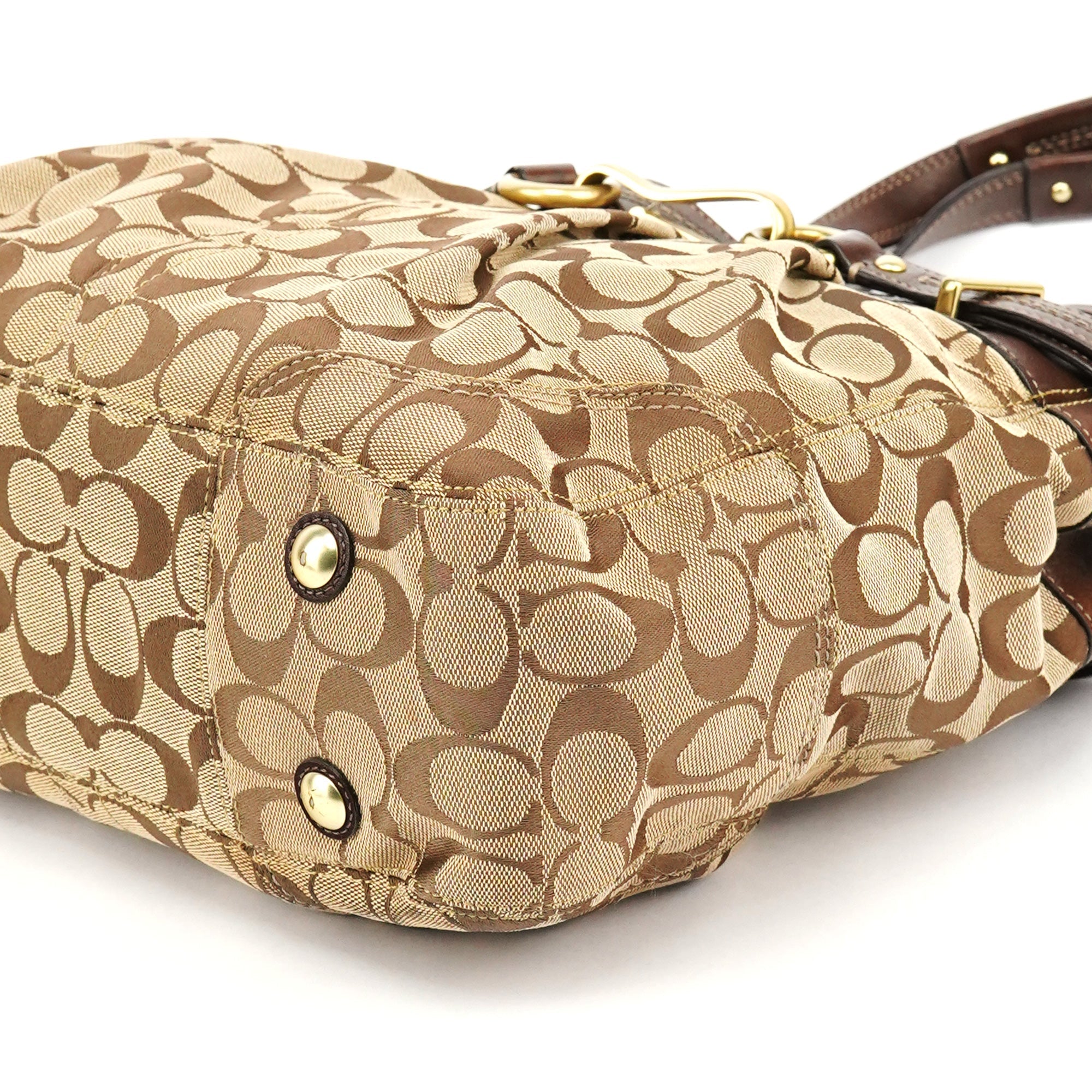 F12467 Beige Brown Hamptons Tote Bag