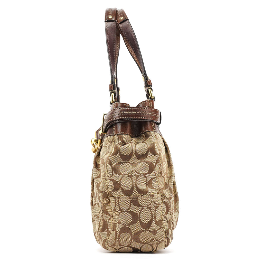 F12467 Beige Brown Hamptons Tote Bag