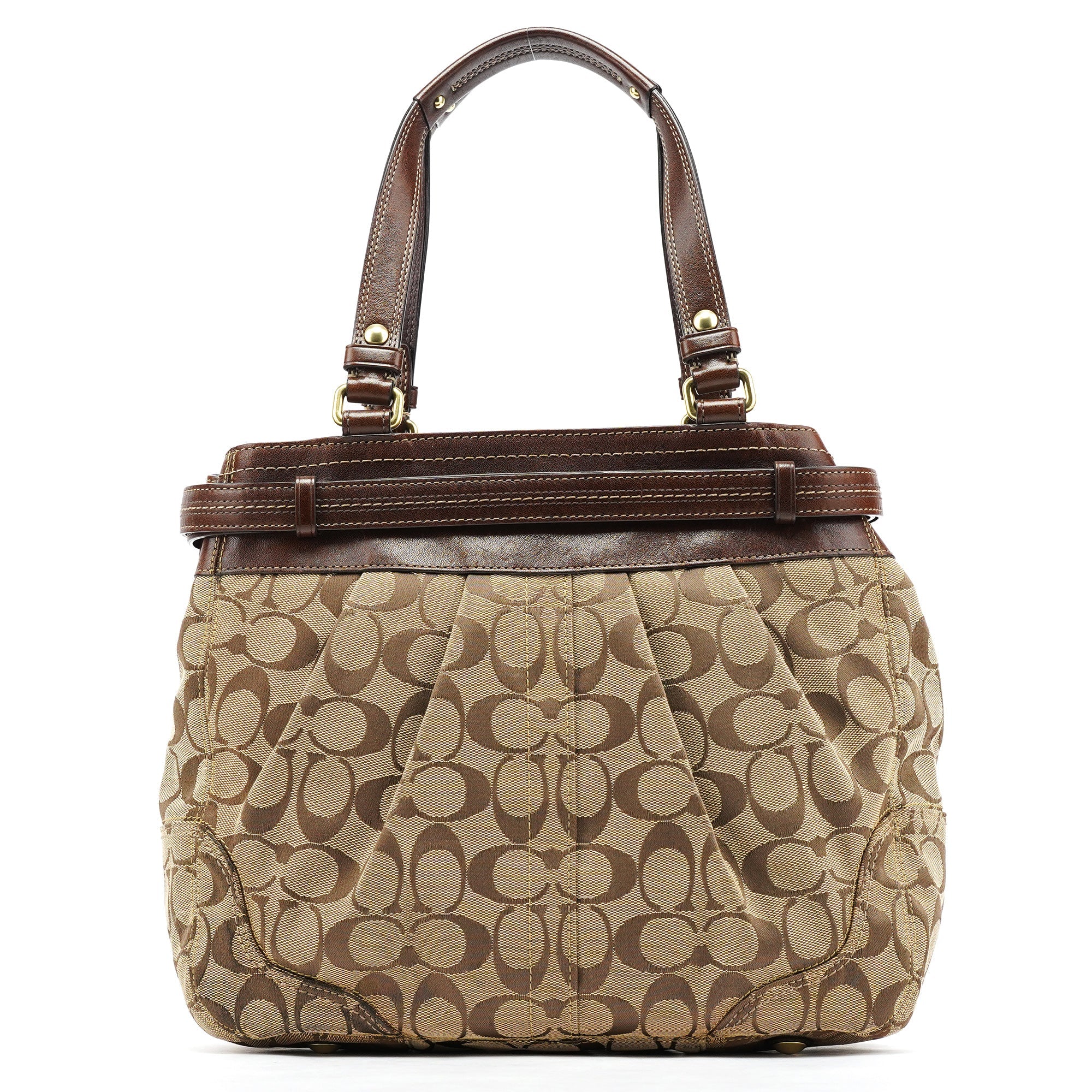 F12467 Beige Brown Hamptons Tote Bag
