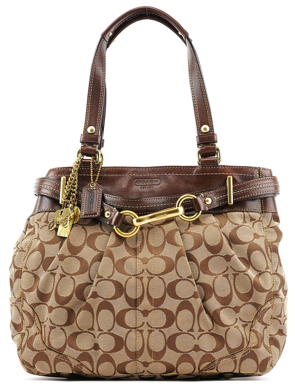 F12467 Beige Brown Hamptons Tote Bag