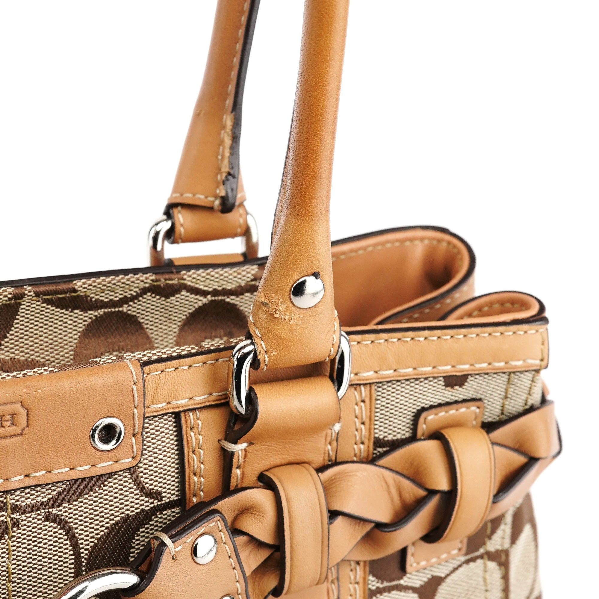 F13065 Beige Signature Hampton Tote Bag