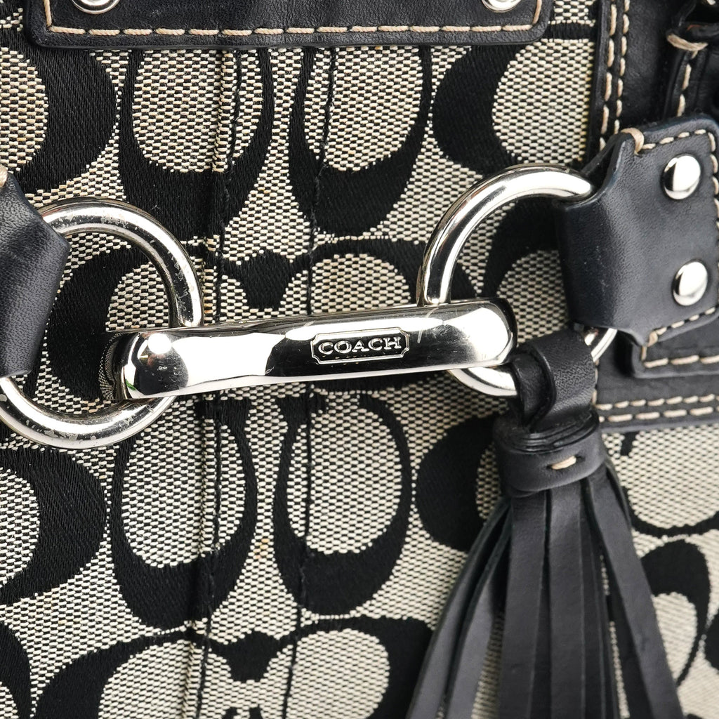 F13065 Grey Black Signature Hamptons Tote Bag