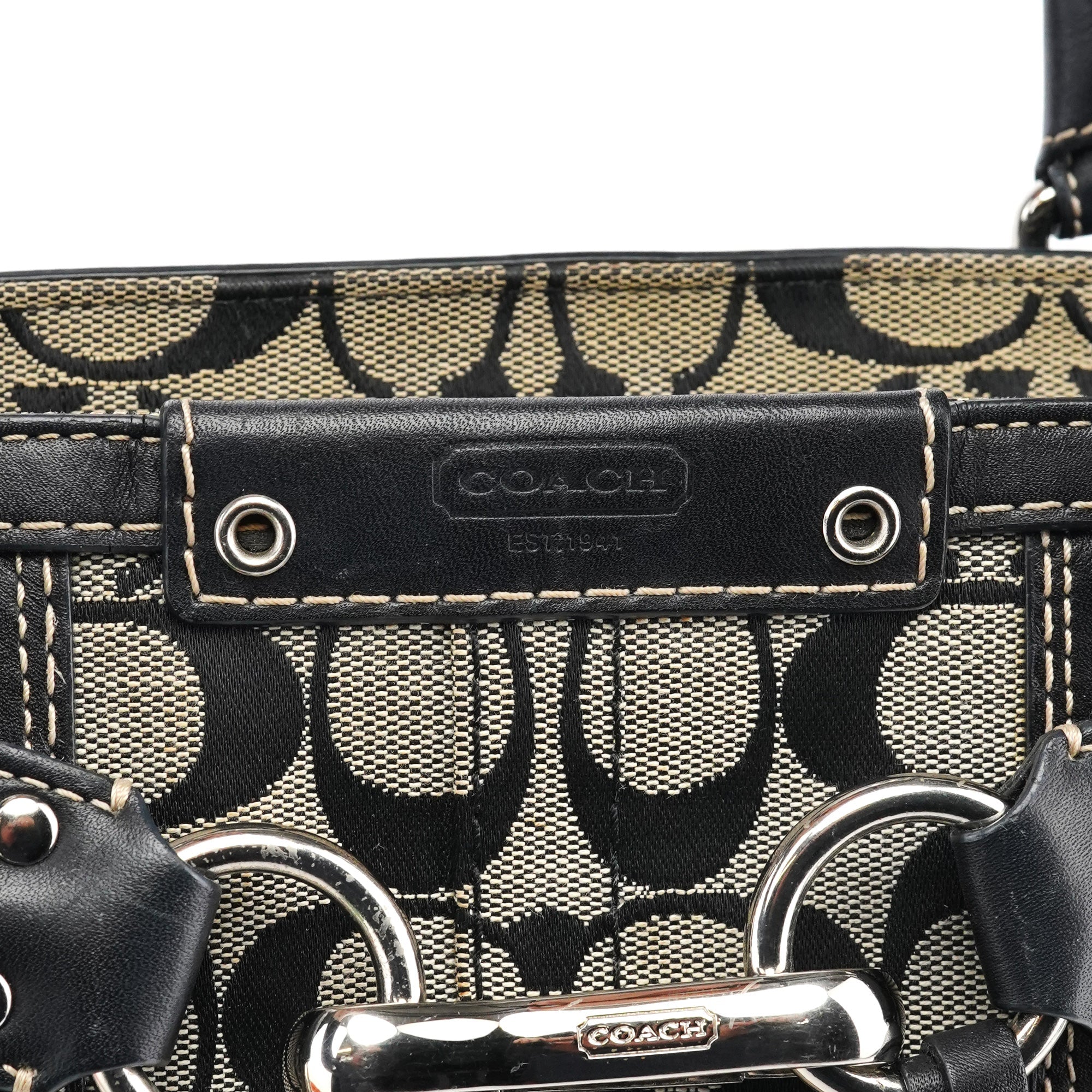 F13065 Grey Black Signature Hamptons Tote Bag