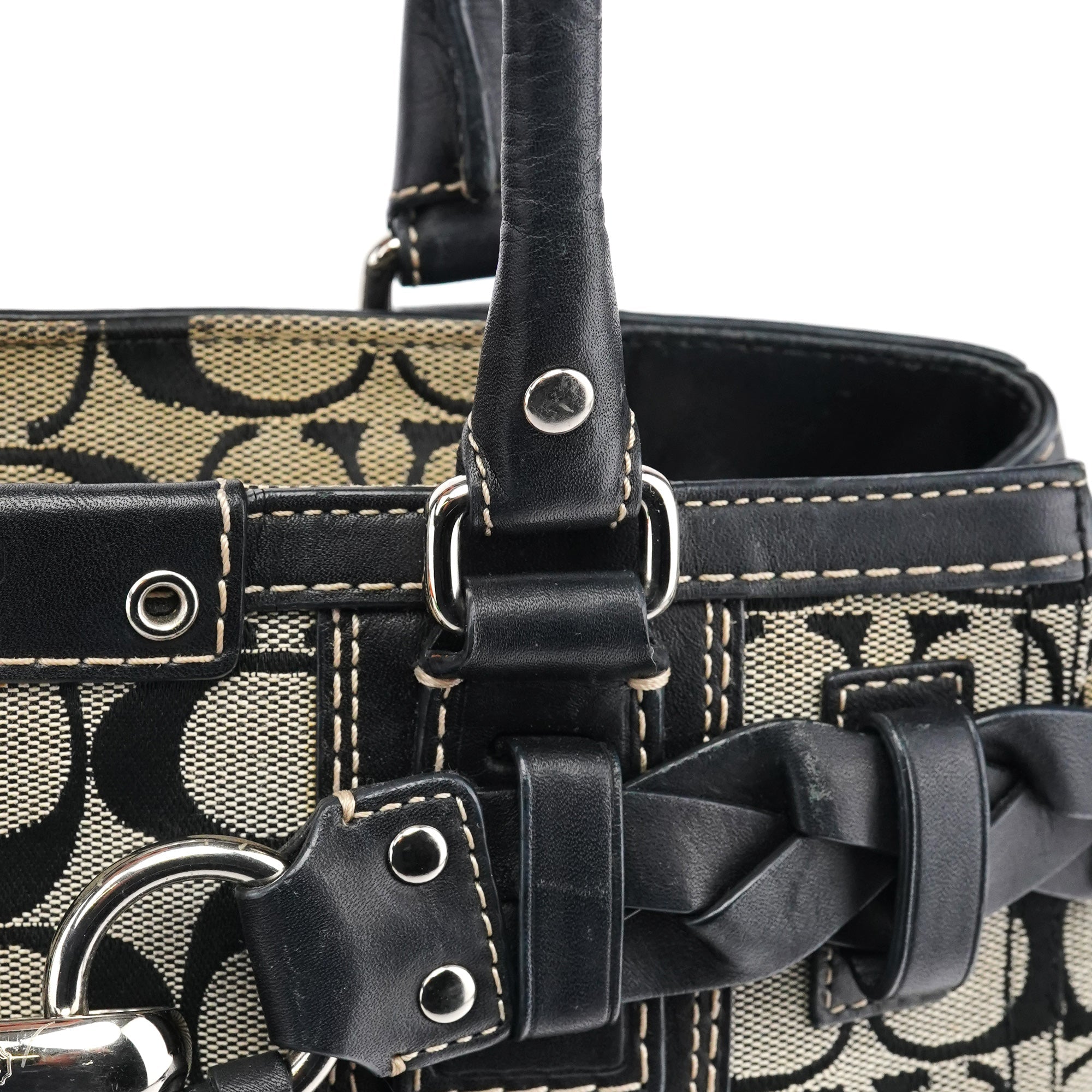 F13065 Grey Black Signature Hamptons Tote Bag